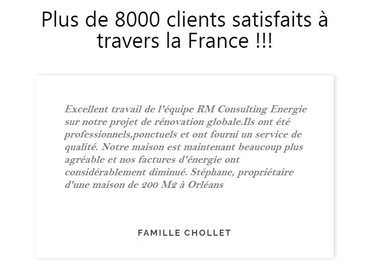 Témoignage client travaux renovation 1 euro RM Consulting Energie