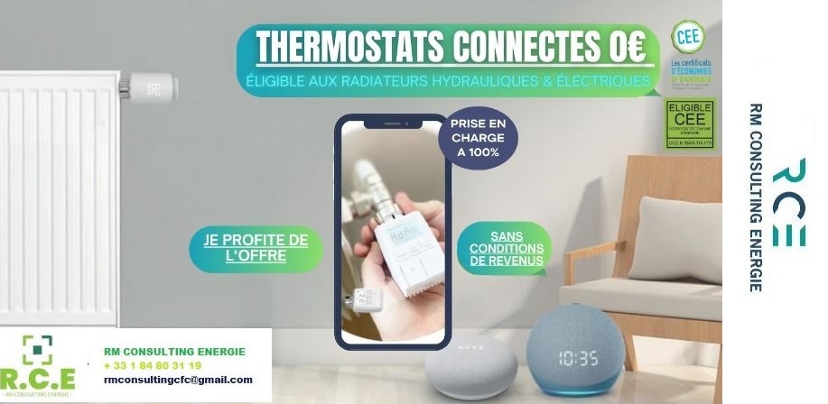 Chauffés à l’électricité ? Bénéficiez du thermostat connecté gratuit 0€ et faites des économies ! avec RM CONSULTING ENERGIE